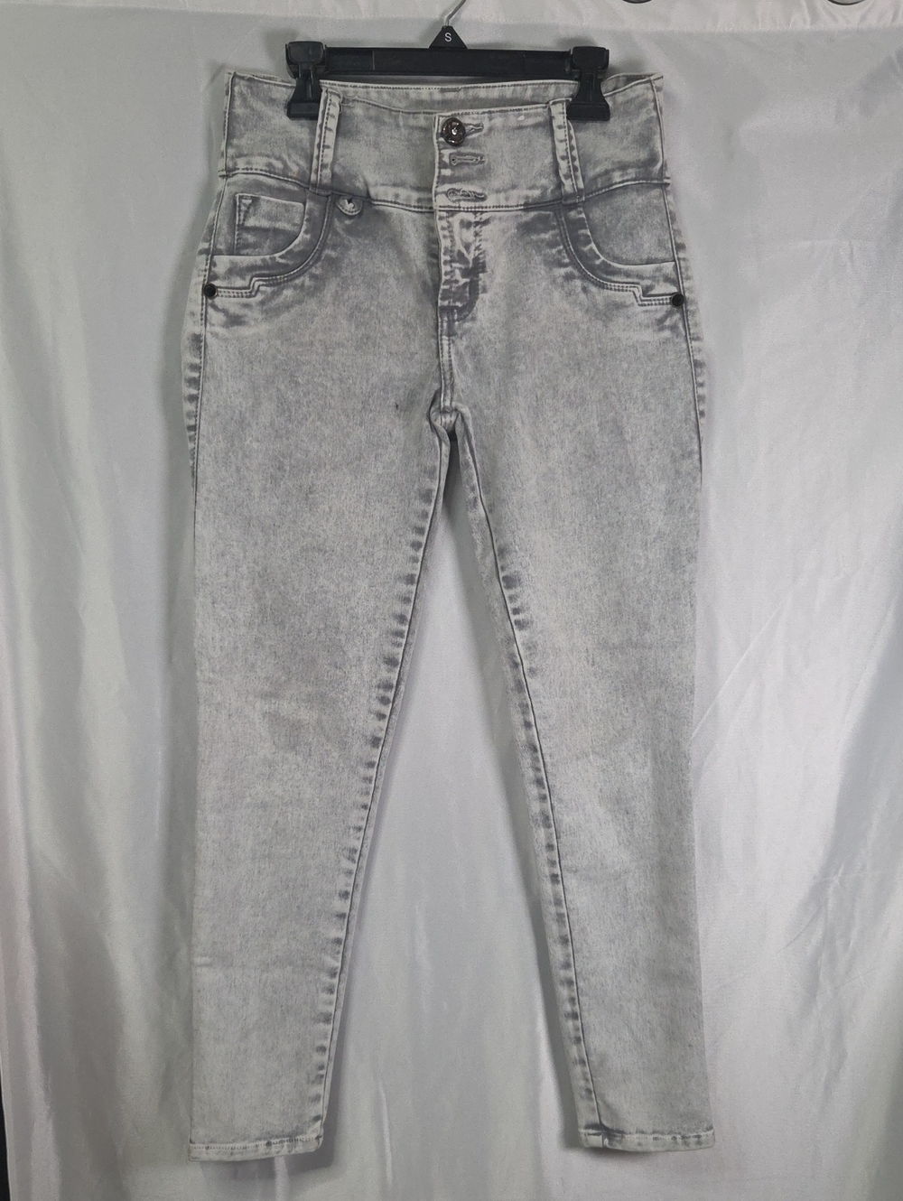 High-Rise Light Gray Skinny Jeans for Junior Size 5[1790].